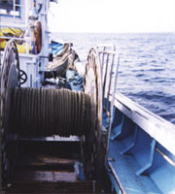 小型底びき網漁の投網